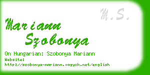 mariann szobonya business card